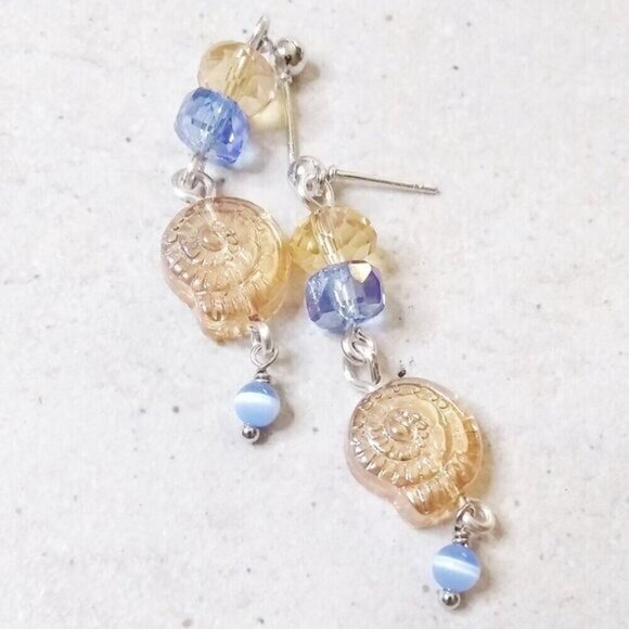 One-of-a-kind + Handmade! Catseye + Crystals Beads & Czech Glass Snail Shell - Picture 5 of 7